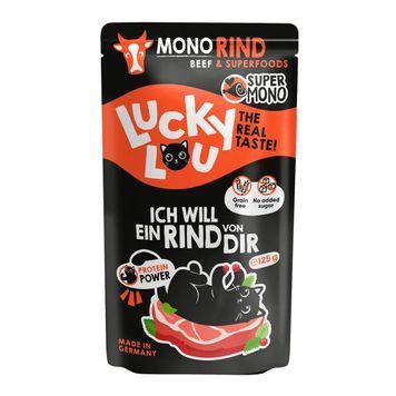 Натуральний вологий корм для котів Lucky Lou SuperMono з Яловичиною 125 г 48305 фото