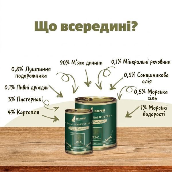 Влажный корм для собак Escapure Topferl с 90% мяса дичи и овощами 200 г 49581 фото