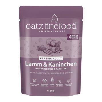 Натуральный влажный корм для котов Catz Finefood Classic с Ягненком и Кроликом 85 г 48187 фото