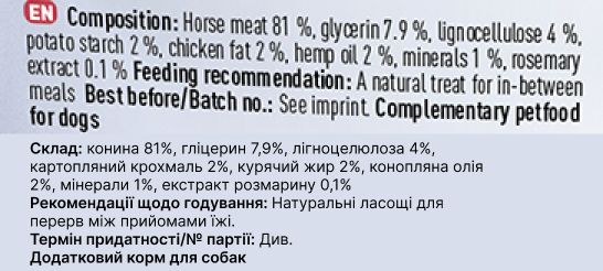 Натуральні ласощі з Конини Chewies Lucky Bits для дорослих та похилих собак 100 г 32173 фото