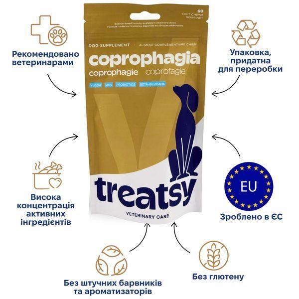 Функціональні ласощі для собак проти копрофагії Treatsy Anti Coprophagia 60 шт./180 г 48906 фото