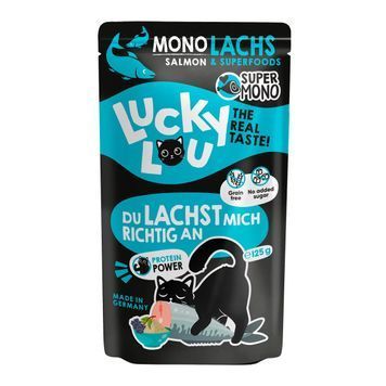 Натуральний вологий корм для котів Lucky Lou SuperMono з Лососем 125 г 48309 фото