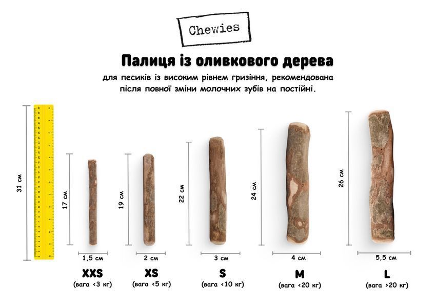 Оливкова паличка-погризуха для собак Chewies L, жорстке гризіння 27857 фото