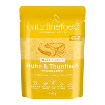 Натуральный влажный корм для котов Catz Finefood Classic с Курицей и Тунцом 85 г 48192 фото