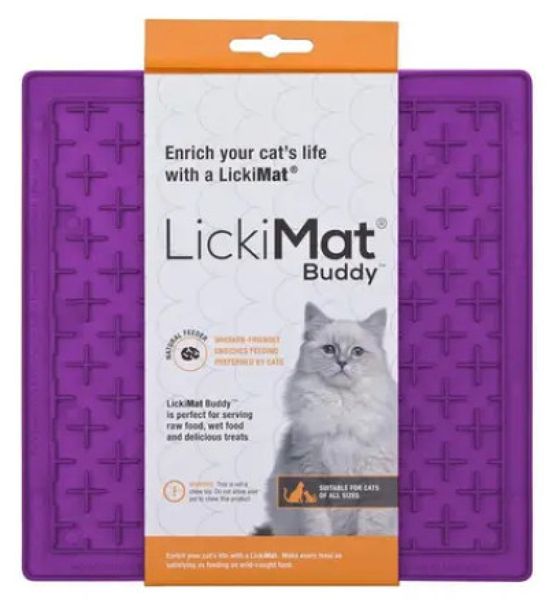 Лизальний килимок антистрес для котів LickiMat Buddy Purple Cat, м'яка основа 27791 фото