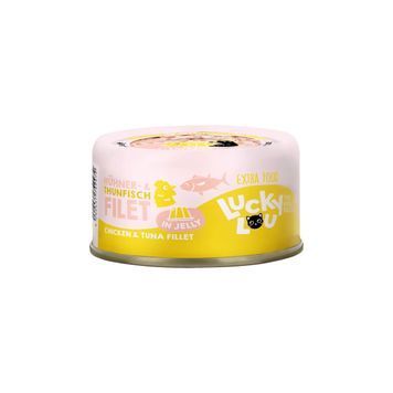 Натуральний вологий корм для котів Lucky Lou Extra Food з Тунцем та Курячим Філе в Желе 70 г 48254 фото