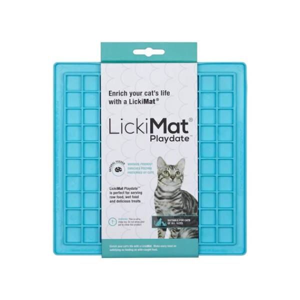 Лизательный коврик антистресс для котов LickiMat Playdate Turquoise Cat, мягкая основа 27787 фото
