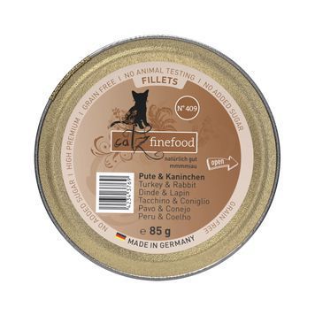 Натуральный влажный корм для котов Catz Finefood Fillets No.409 с Индейкой и Кроликом 85 г 48197 фото