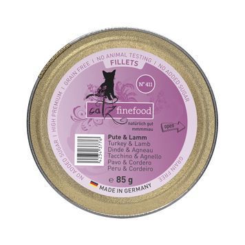 Натуральный влажный корм для котов Catz Finefood Fillets No.411 с Индейкой и Ягненком 85 г 48198 фото