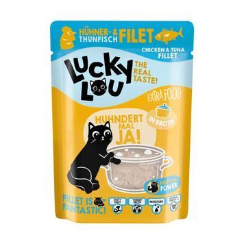 Натуральний вологий корм для котів Lucky Lou Extra Food з Куркою та Тунцем в Бульйоні 70 г 48267 фото