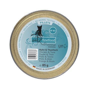 Натуральний вологий корм для котів Catz Finefood Fillets No.413 з Куркою та Тунцем 85 г 48201 фото