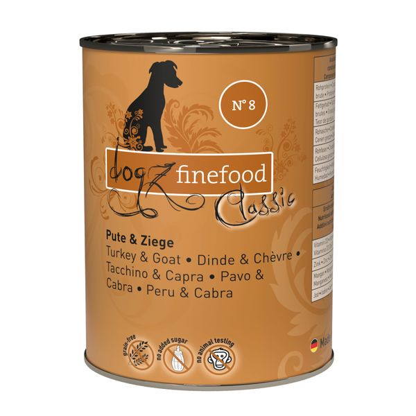 Влажный корм для собак Dogz Finefood No.08 индейка и коза 400 г 32187 фото