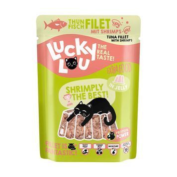 Натуральний вологий корм для котів Lucky Lou Extra Food з Тунцем та Креветками в Желе 70 г 48269 фото