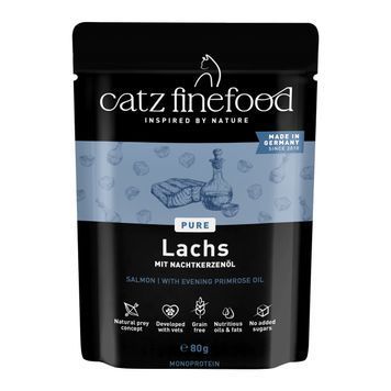 Натуральний вологий корм для котів Catz Finefood PURE з Лососем 80 г 48203 фото