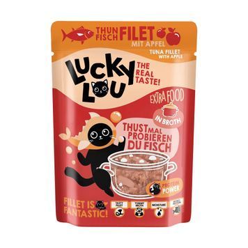 Натуральний вологий корм для котів Lucky Lou Extra Food з Тунцем та Яблуком в Бульйоні 70 г 48270 фото