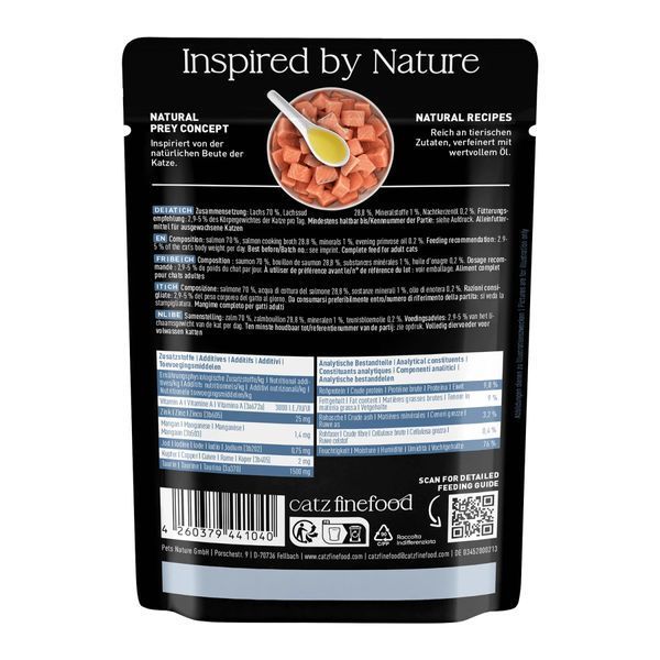 Натуральний вологий корм для котів Catz Finefood PURE з Лососем 80 г 48203 фото