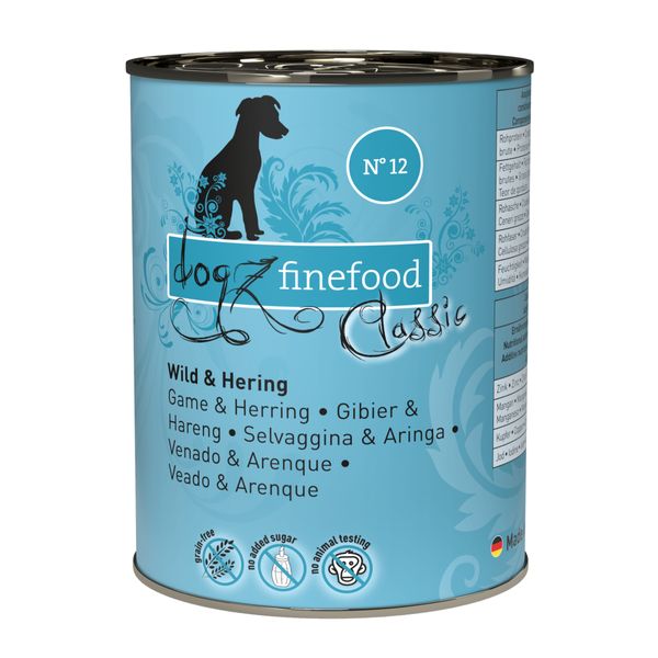 Вологий корм для собак Dogz Finefood No.12 дичина та оселедць 400 г 32189 фото