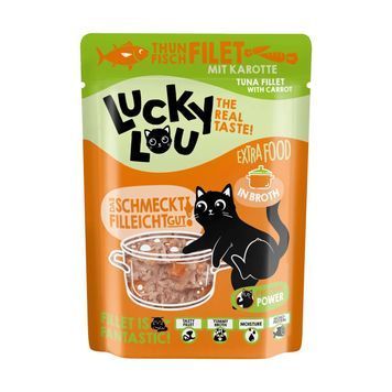 Натуральний вологий корм для котів Lucky Lou Extra Food з Тунцем та Морквою в Бульйоні 70 г 48271 фото