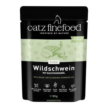 Натуральний вологий корм для котів Catz Finefood PURE з Диким Кабаном 85 г 48204 фото