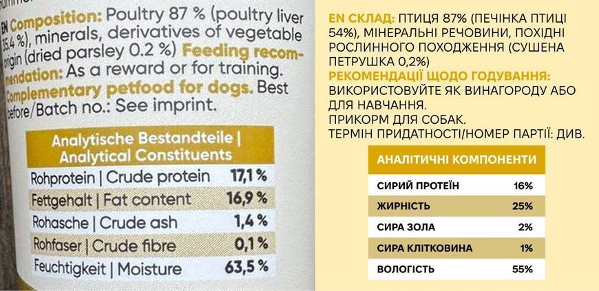Натуральное жидкое лакомство для собак Yummeez Gefl&uuml;gel Squeezie Домашняя птица 75 г 40209 фото
