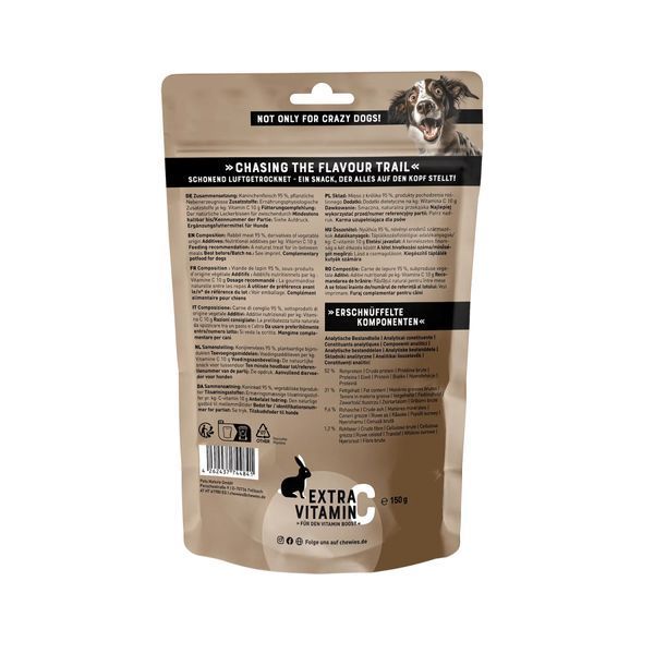 Мясные натуральные лакомства для собак 100% Кролик Chewies Fleischstreifen Soft для всех возрастов 150 г 45465 фото