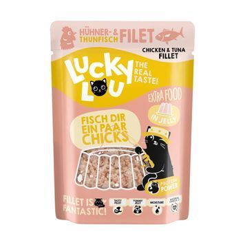 Натуральний вологий корм для котів Lucky Lou Extra Food з Тунцем та Курячим Філе в Желе 70 г 48273 фото
