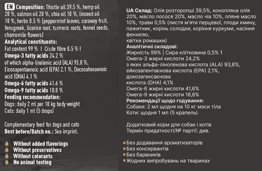 Трав'яна олія для собак Pets Nature Omega 3-6-9 Herbal Oil 250 мл 32193 фото