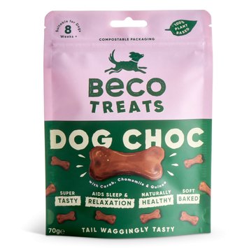 Печенье для собак Beco Pets Шоколад с керобом, ромашкой и киноа 70 г (растительный белок) 31367 фото