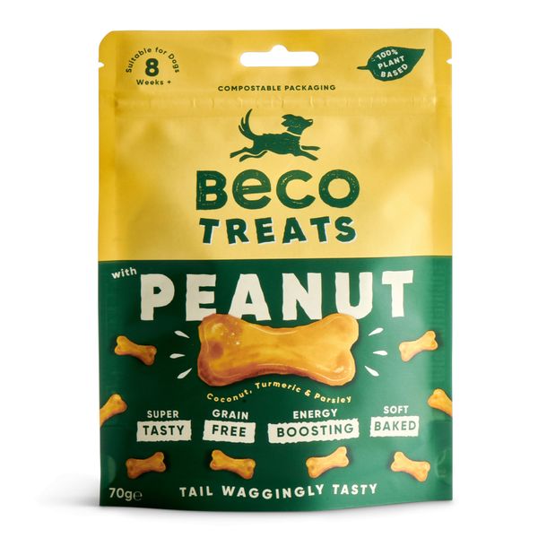 Печенье для собак Beco Pets Арахис с кокосом и куркумой 70 г (растительный белок) 31368 фото