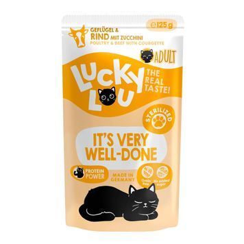 Натуральний вологий корм для стерилізованих котів Lucky Lou Lifestage Sterilized з Птицею та Яловичиною 125 г 48283 фото