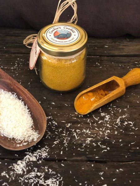 Гипоаллергенный натуральный топпер (витаминная и вкусовая добавка) для собак Cooka`s Cookies Куркума с кокосом и перцем 65 г 32576 фото