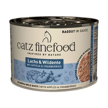 Натуральний вологий корм для котів Catz Finefood Ragout з Лососем та Дикою Качкою 190 г 48216 фото