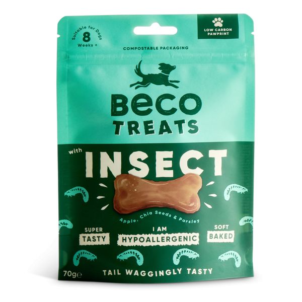 Гипоаллергенное печенье для собак Beco Pets Насекомые с яблоком и семенами чиа 70 г 31371 фото