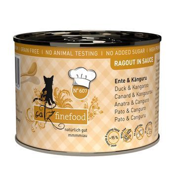Натуральний вологий корм для котів Catz Finefood Ragout No.607 з Качкою та Кенгуру 190 г 48217 фото