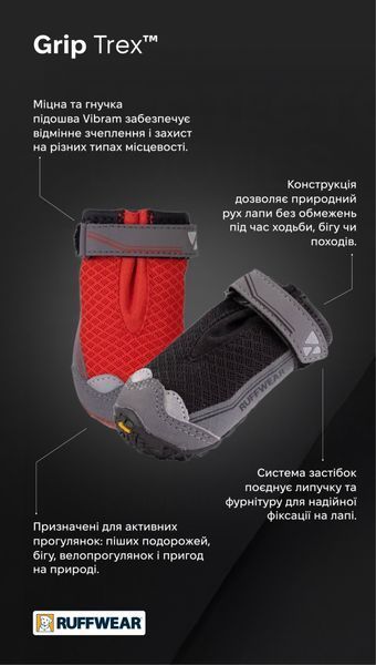 Черевики для собак Ruffwear Grip Trex&trade; 38 мм Чорний 30583 фото