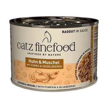 Натуральний вологий корм для котів Catz Finefood Ragout з Куркою та Мідіями 190 г 48218 фото