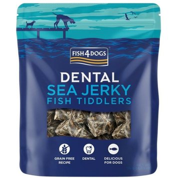 Натуральні ласощі для собак з 100% Шкіри Білої Риби Fish4Dogs Sea Jerky Рибні квадратики 115 г 32284 фото