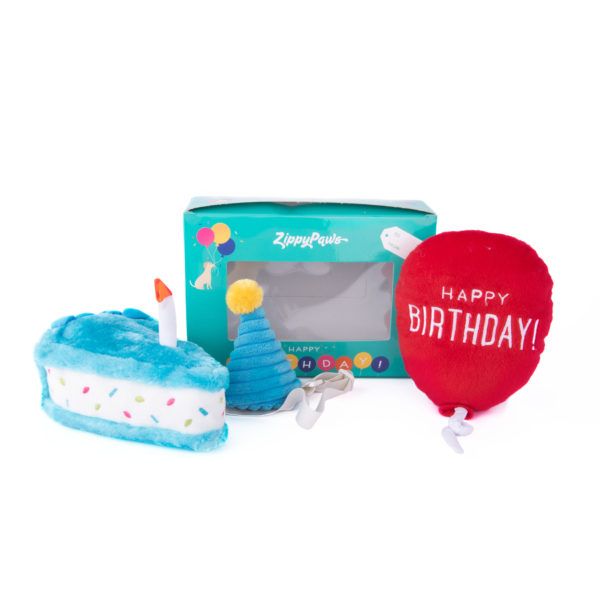 Мягкая игрушка для собак подарок на День рождения ZippyPaws Pup Birthday Box Blue с пищалкой 28464 фото