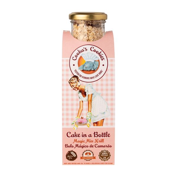 Натуральная смесь для приготовления праздничного торта для собак Cooka's Cookies Cake In Bottle с Креветкой 320 г 32582 фото