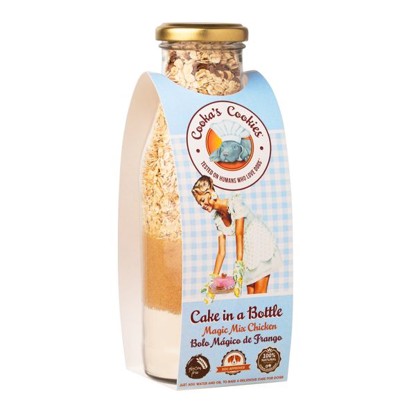 Натуральна суміш для приготування святкового торту для собак Cooka's Cookies Cake In Bottle з Куркою 320 г 32583 фото