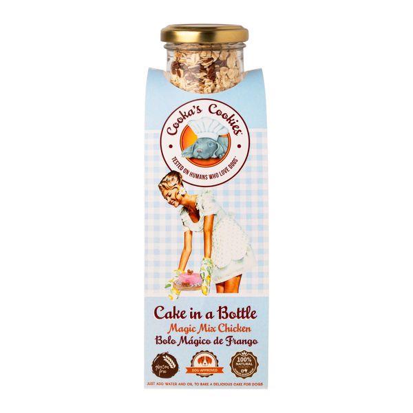 Натуральна суміш для приготування святкового торту для собак Cooka's Cookies Cake In Bottle з Куркою 320 г 32583 фото