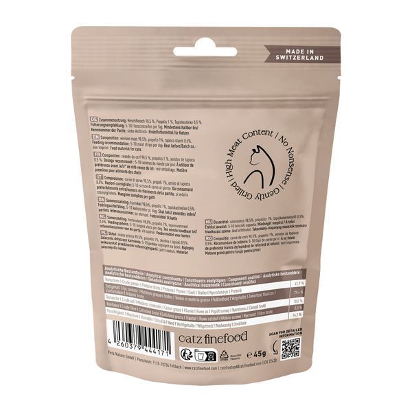 Натуральні ласощі для котів Catz Finefood Meatz з Олениною 45 г 48225 фото