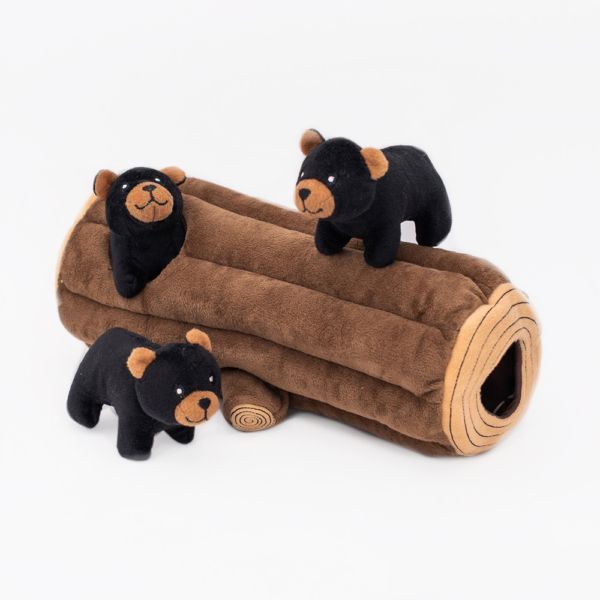 Мягкая игрушка для собак бревно с медведя ZippyPaws Zippy Burrow Black Bear Log с пищалкой 28485 фото