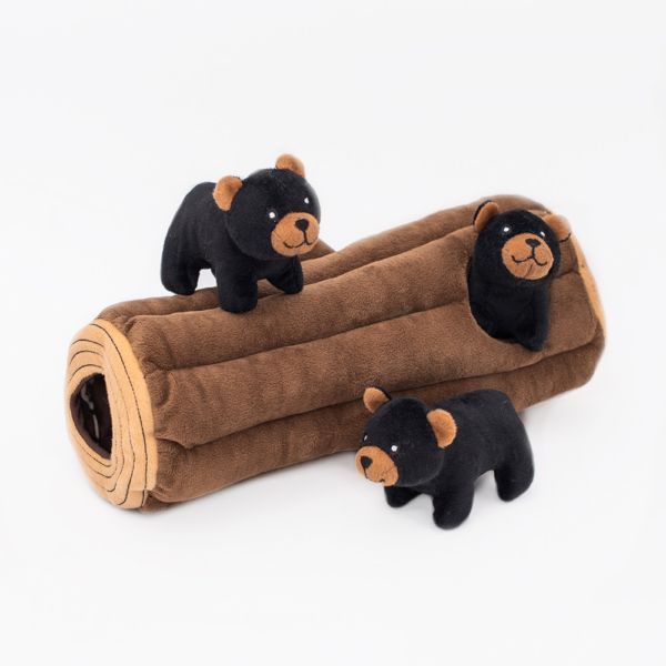 Мягкая игрушка для собак бревно с медведя ZippyPaws Zippy Burrow Black Bear Log с пищалкой 28485 фото