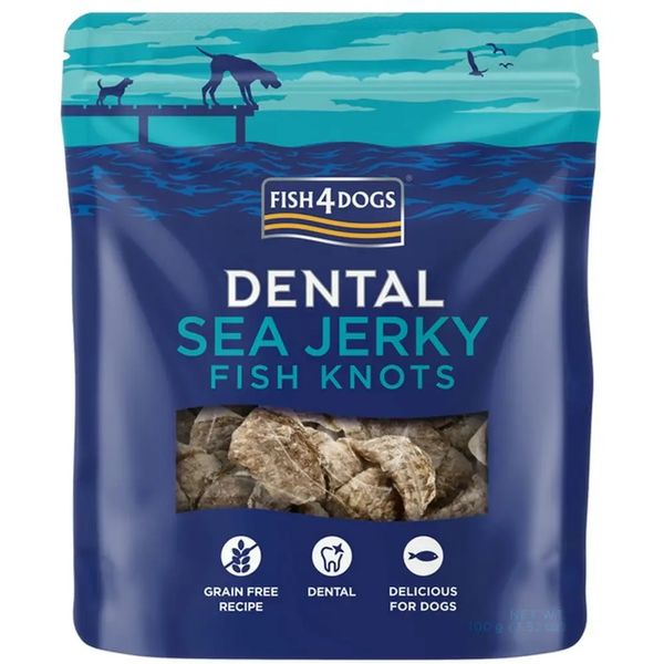 Натуральні ласощі для собак з 100% Шкіри Білої Риби Fish4Dogs Sea Jerky Рибні вузли 100 г 32299 фото