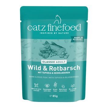 Натуральный влажный корм для котов Catz Finefood Classic с Дичью и Морским Окунем 85 г 48183 фото