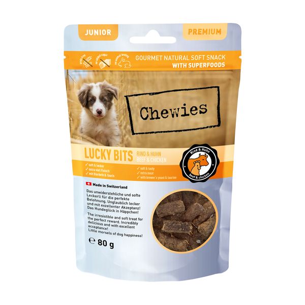 Натуральные лакомства из Говядины и Курицы Chewies Lucky Bits для щенков 80 г 32170 фото